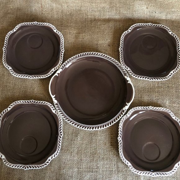 VTG Ceramic Platter and 4 Lunch Plates - Picture 6 of 9